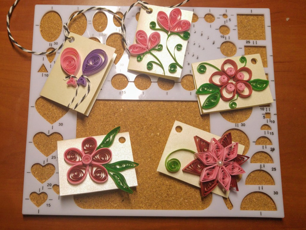 Five floral handmade gift tags