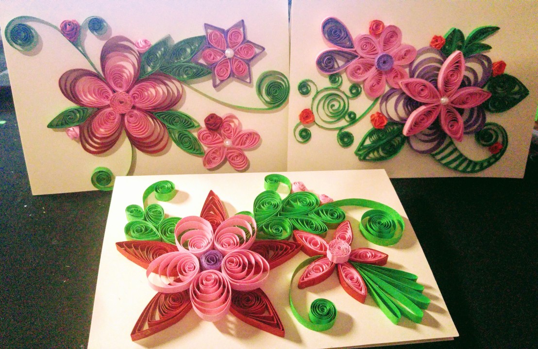 Three floral handmade cards