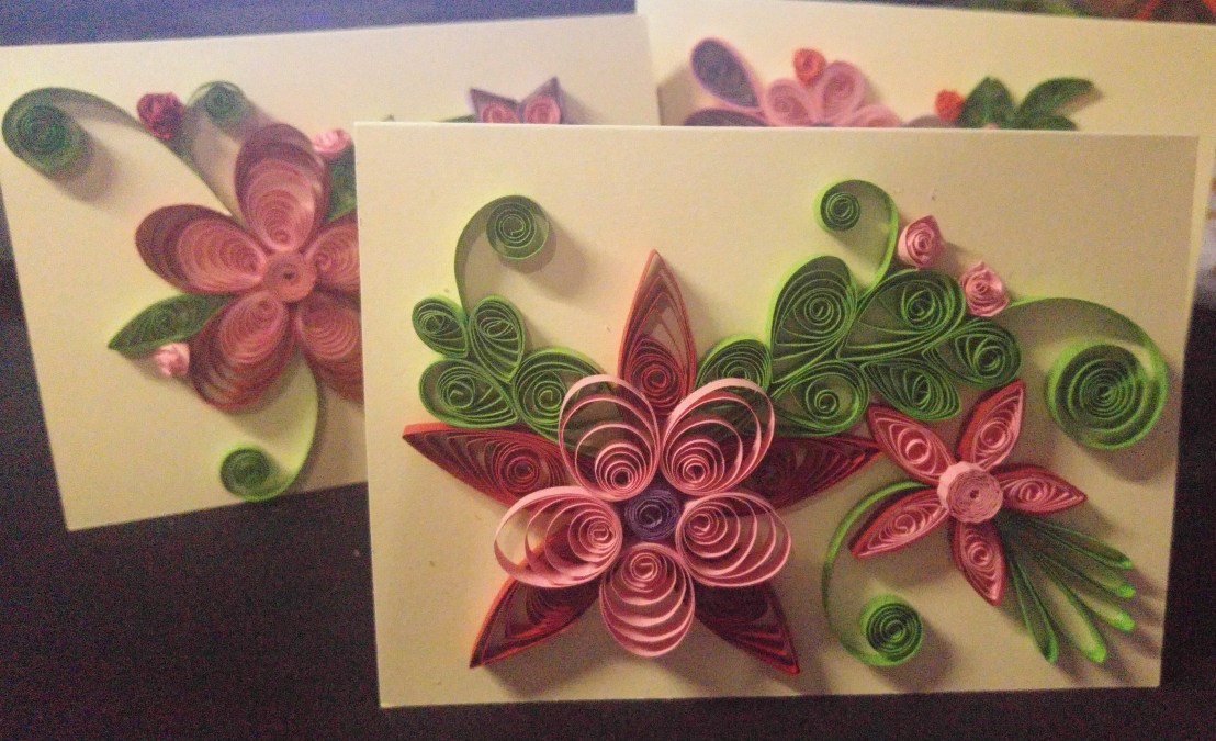 Three floral handmade cards