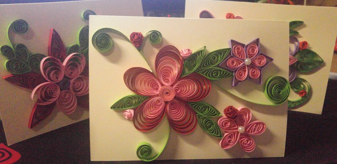 Three floral handmade cards