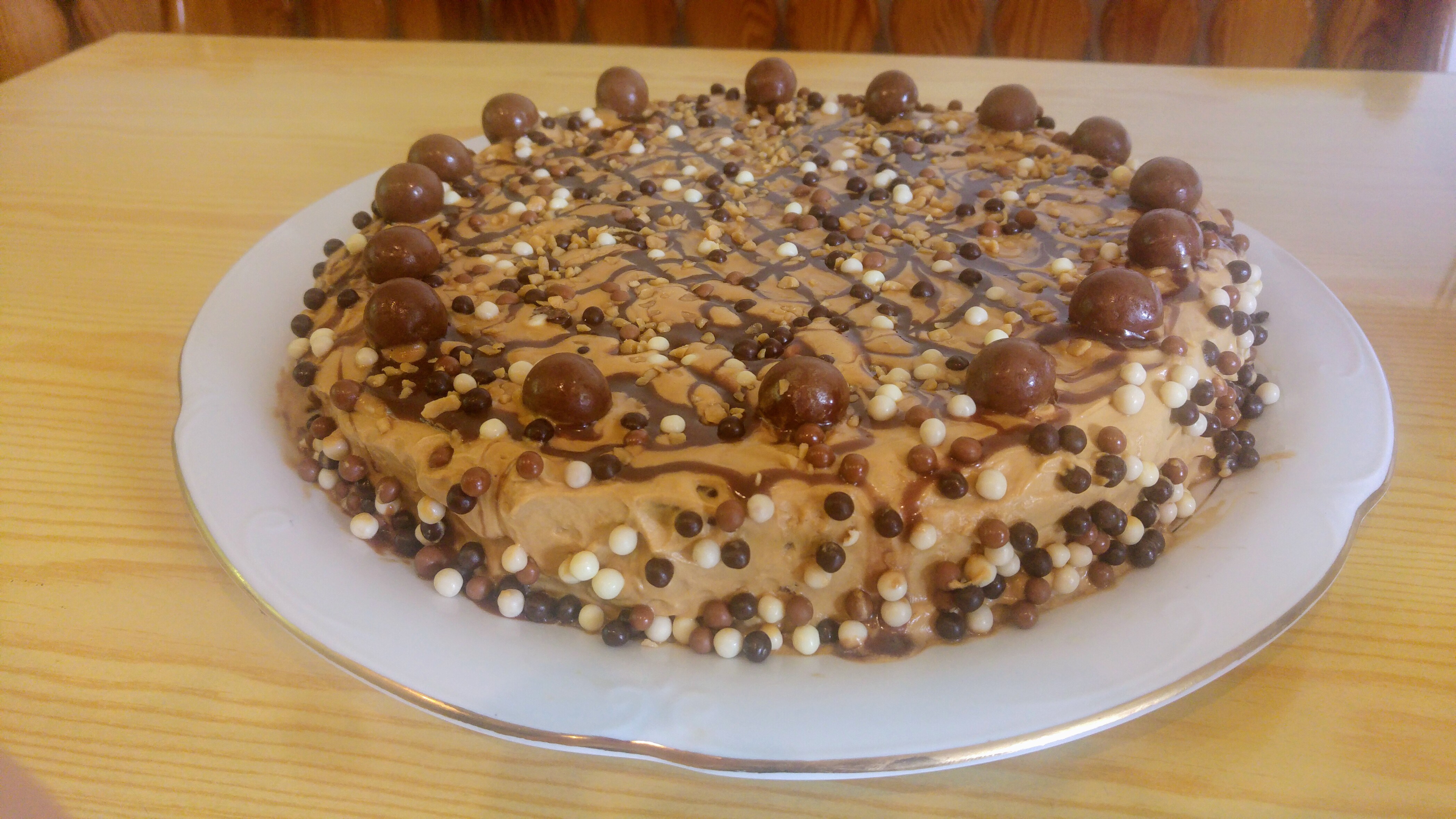 Flourless coffee and Nutella cake on a big plate
