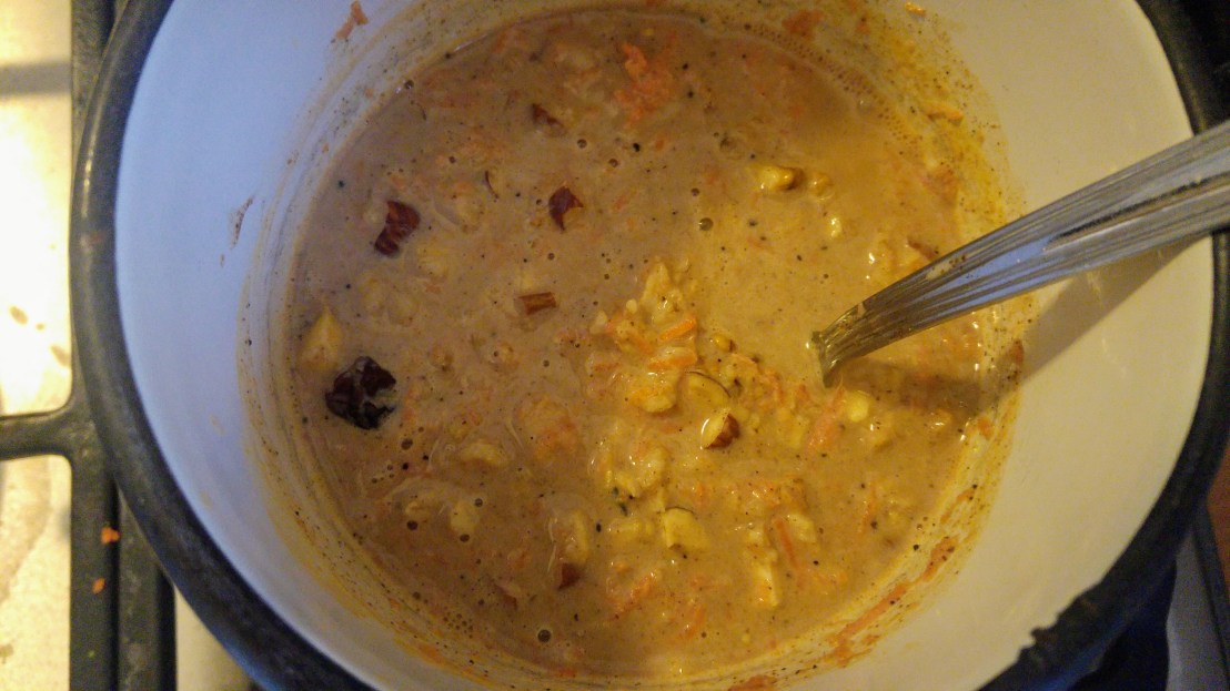 Cooking festive gingerbread porridge