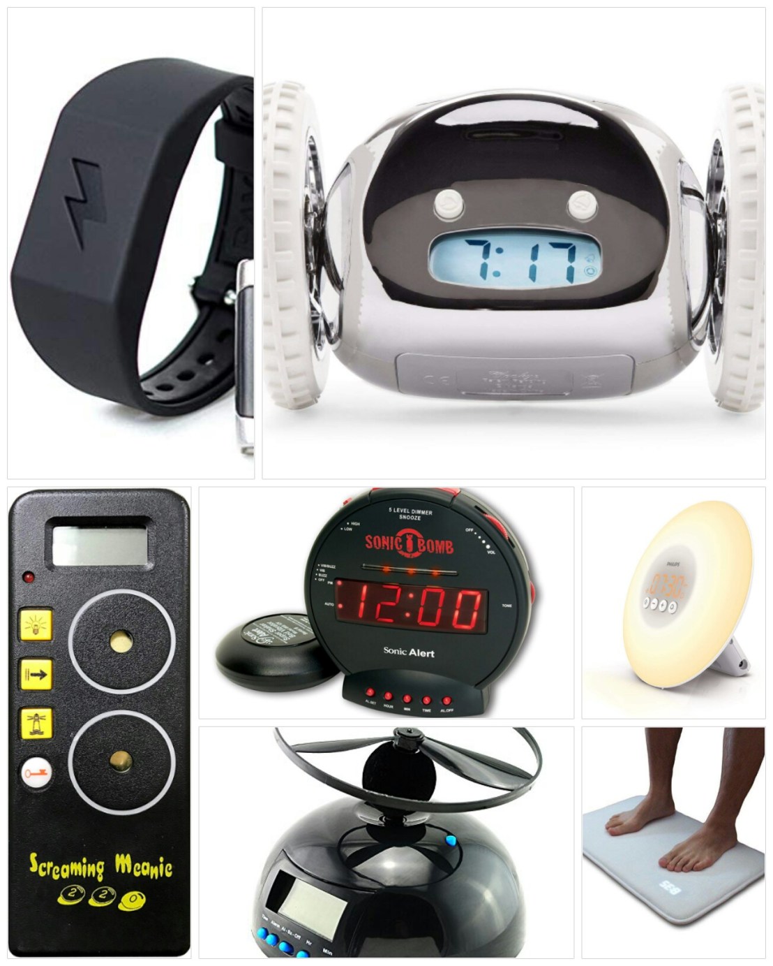 Bizarre alarm clocks - collage