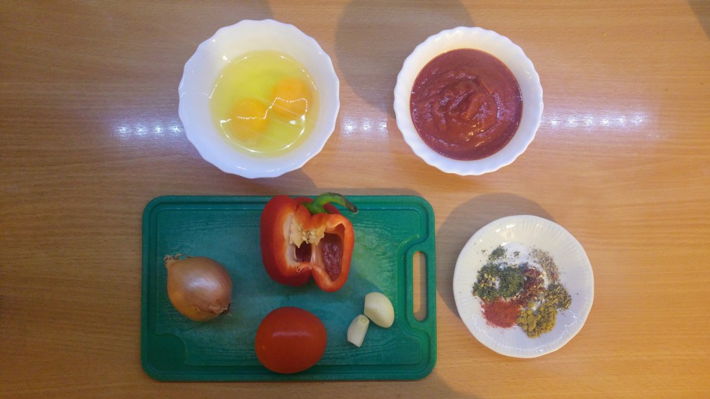 Shakshuka - ingredients on the table