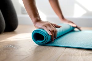 Rolling up a yoga mat