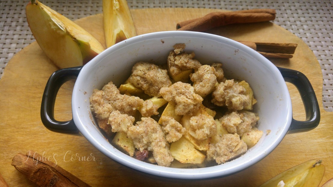 Apple crumble for one - baked