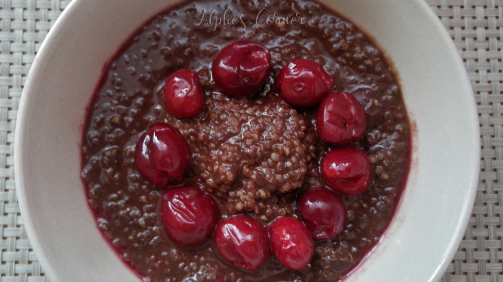 Chocolate breakfast quinoa with cherries