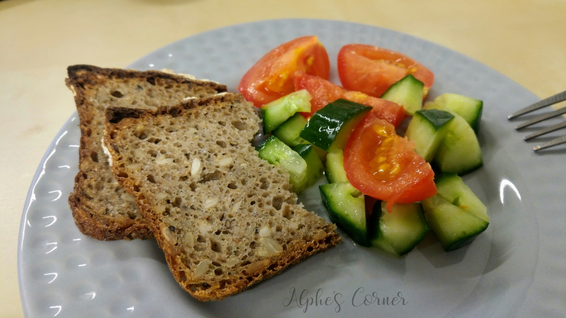Healthy lunchbox - sourdough rye bread and vegetables