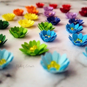 Colourful mini paper flowers