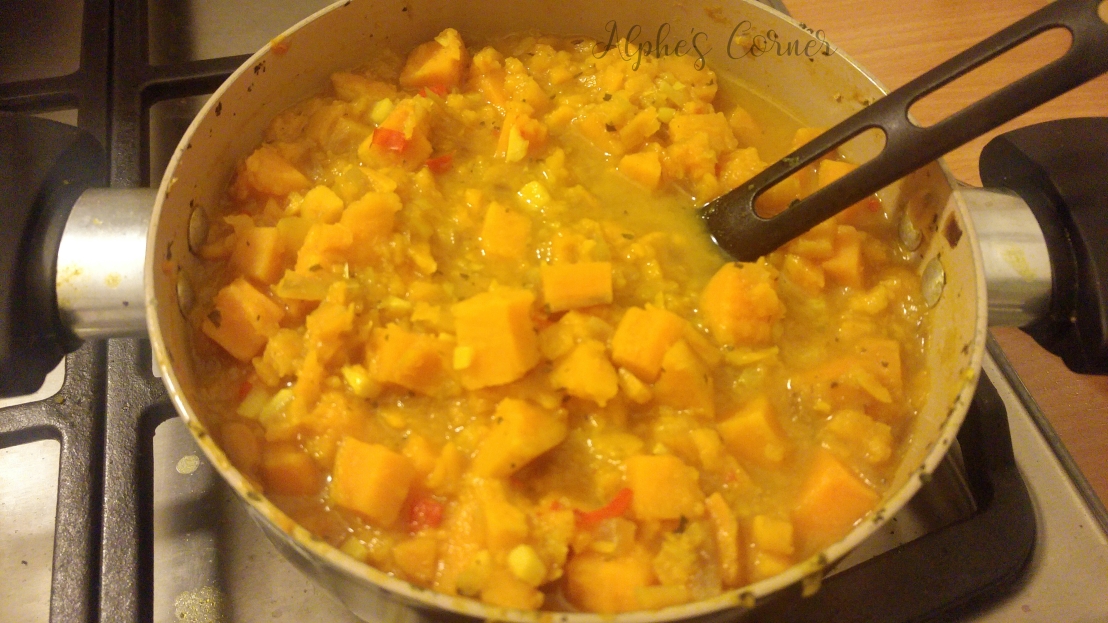 Cooking spicy sweet potato stew