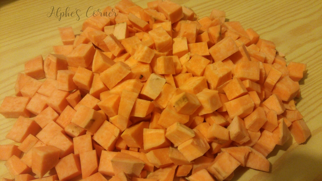 Spicy sweet potato stew - chopped up sweet potato