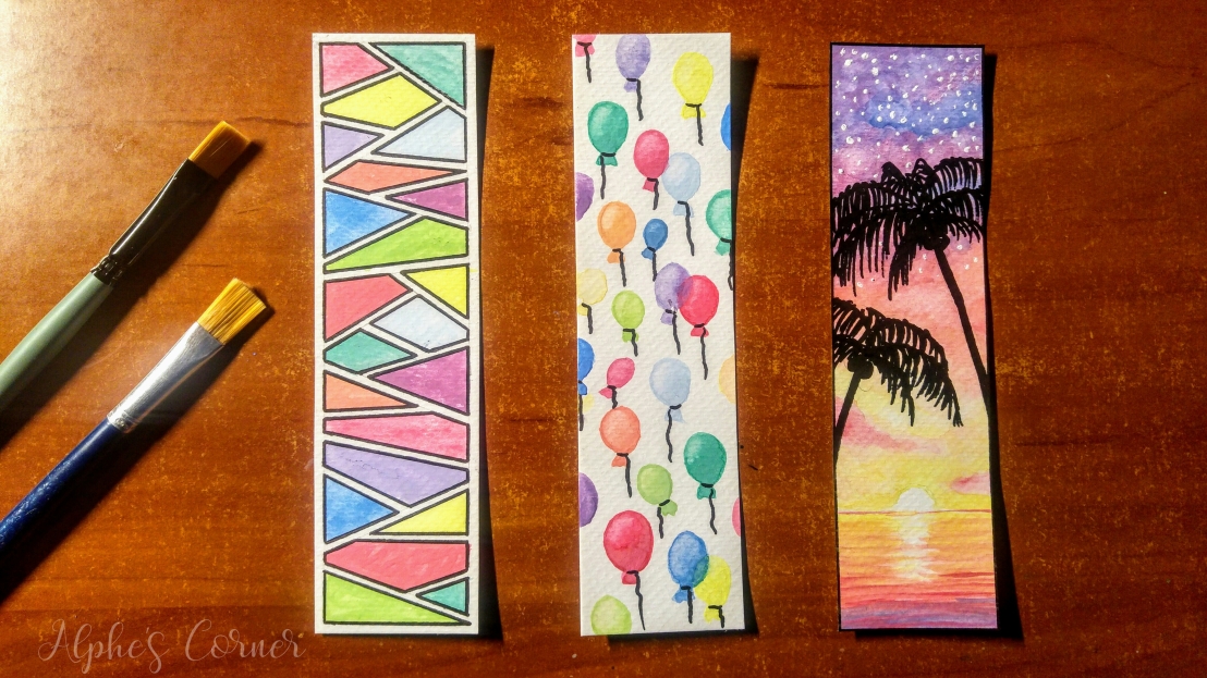 Completed three watercolour bookmarks