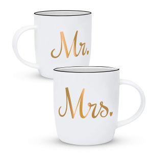 Valentine gift ideas - matching mr and mrs white mugs