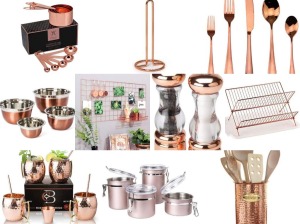 Rose gold kitchen accessories - collage