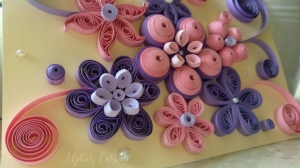Quilling card - Mother's Day - pink and purple flowers