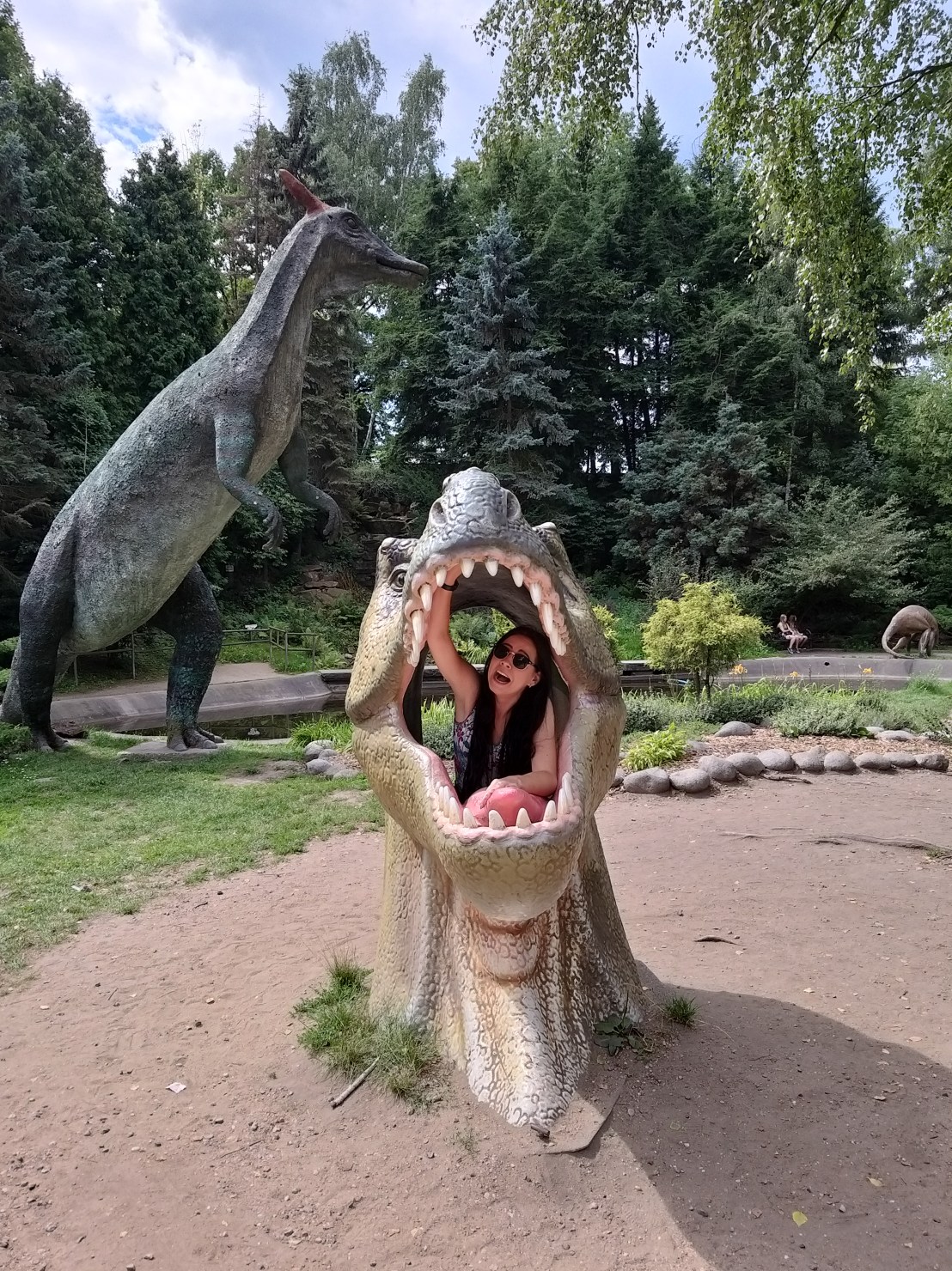 Me inside a hollow dinosaur head pretending I'm being eaten