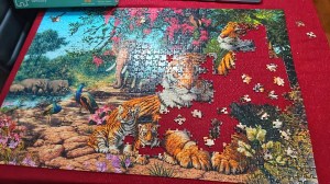 Jigsaw puzzle in progress - tigers