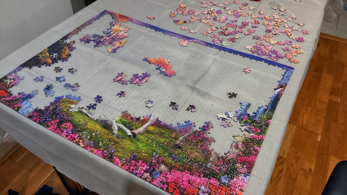 A jigsaw puzzle in progress - unicorns