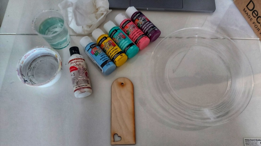 Midnight wooden bookmark - all supplies on the table