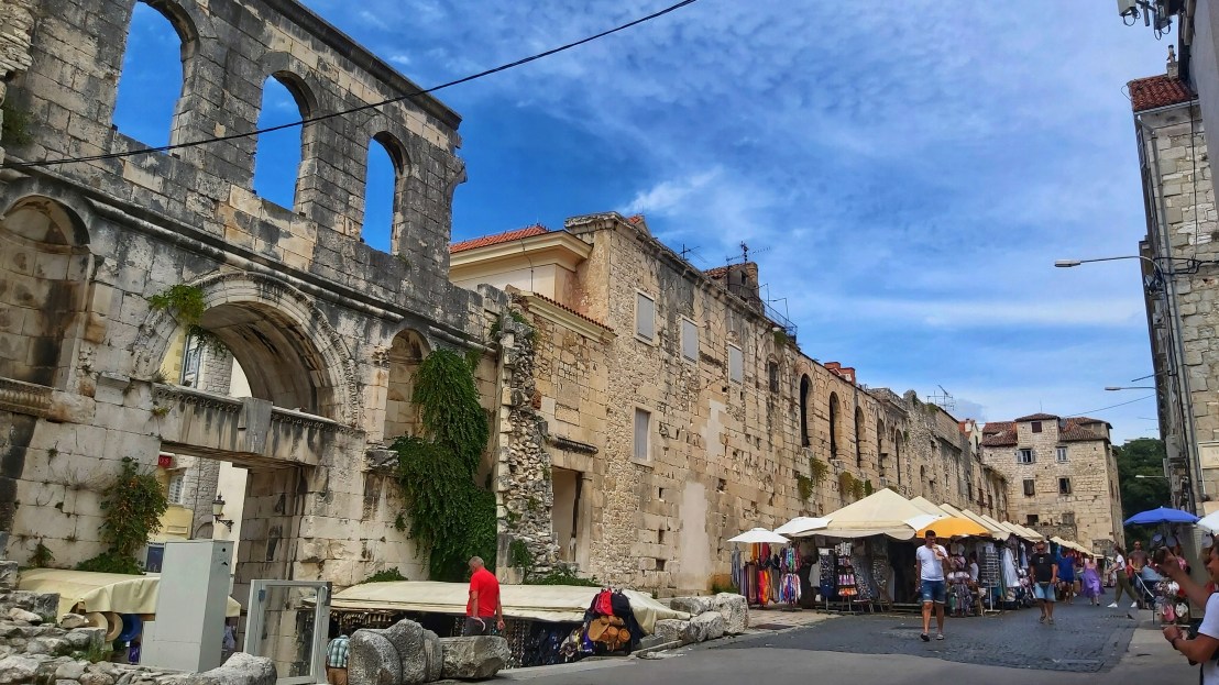 The walls of Diocletian's Palace in Split, Croatia