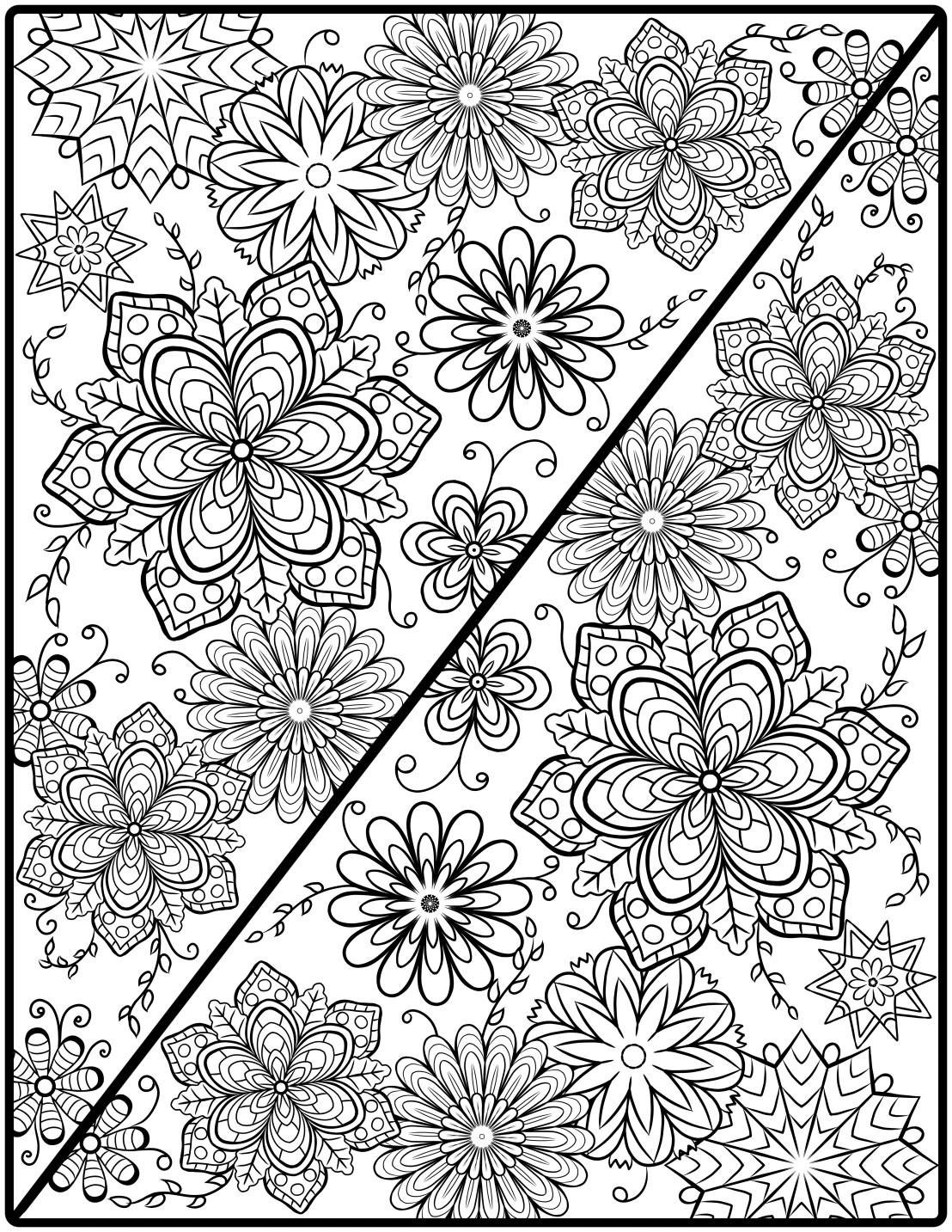 Mandala Colouring Page Diagonal Symmetry