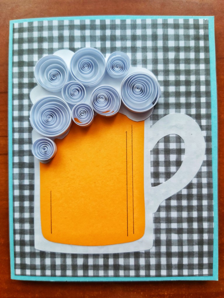 Handmade scrapbooking quilling card - beer