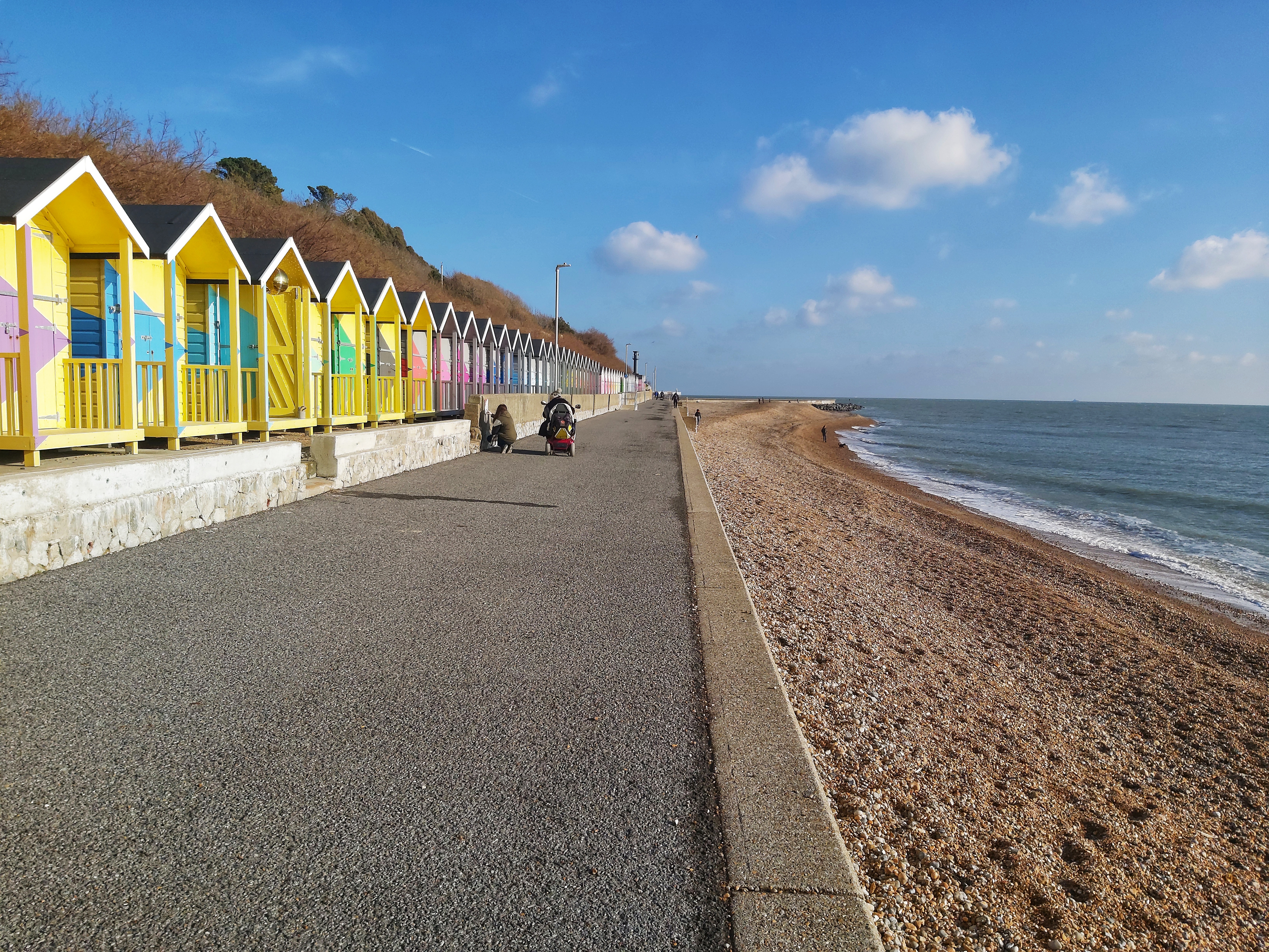 Colourful beach huts in Folkestone