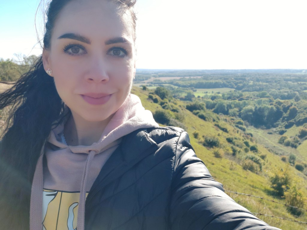 A selfie at the top of a hill in Kent Downs AONB.