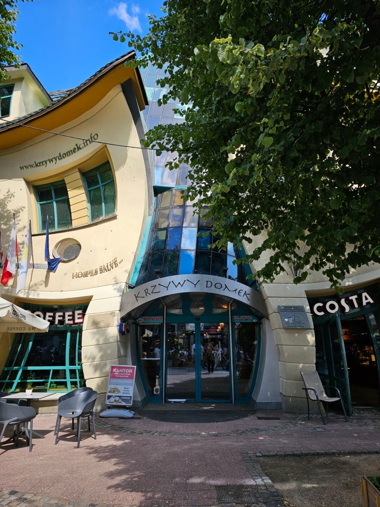 Krzywy Domek in Sopot - an unusually shaped building in the centre of Sopot, a popular tourist attraction.