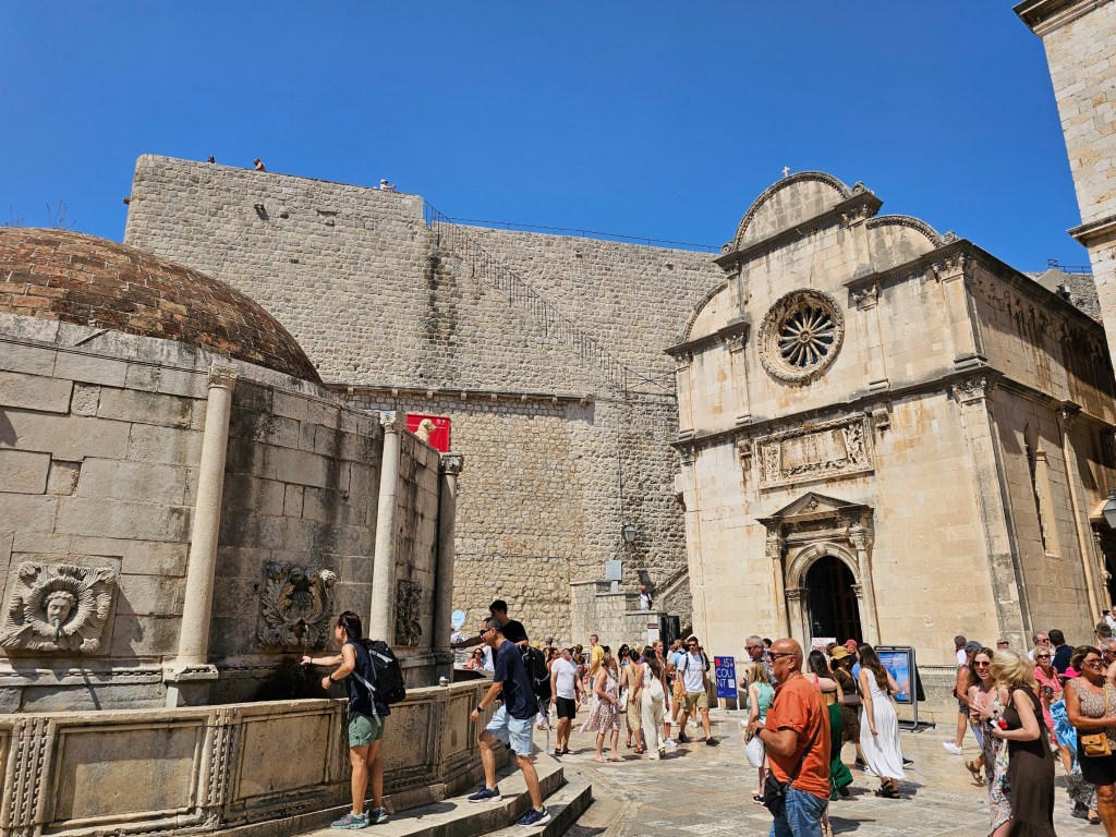 Dubrovnik Old Town - part of the city walls and drinking water fountains