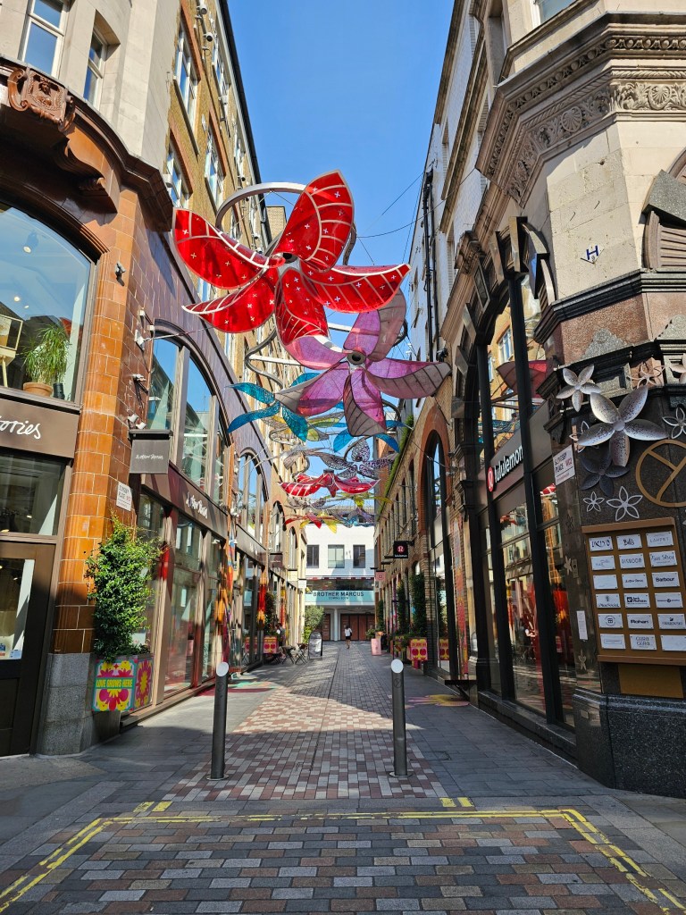 Flower installation in Covent Garden, London.