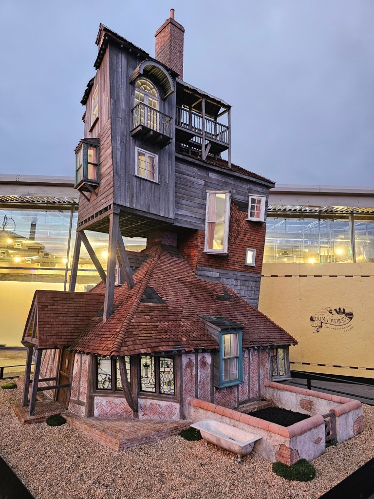 Large model of the Burrow at the Harry Potter Warner Bros Studio, London.