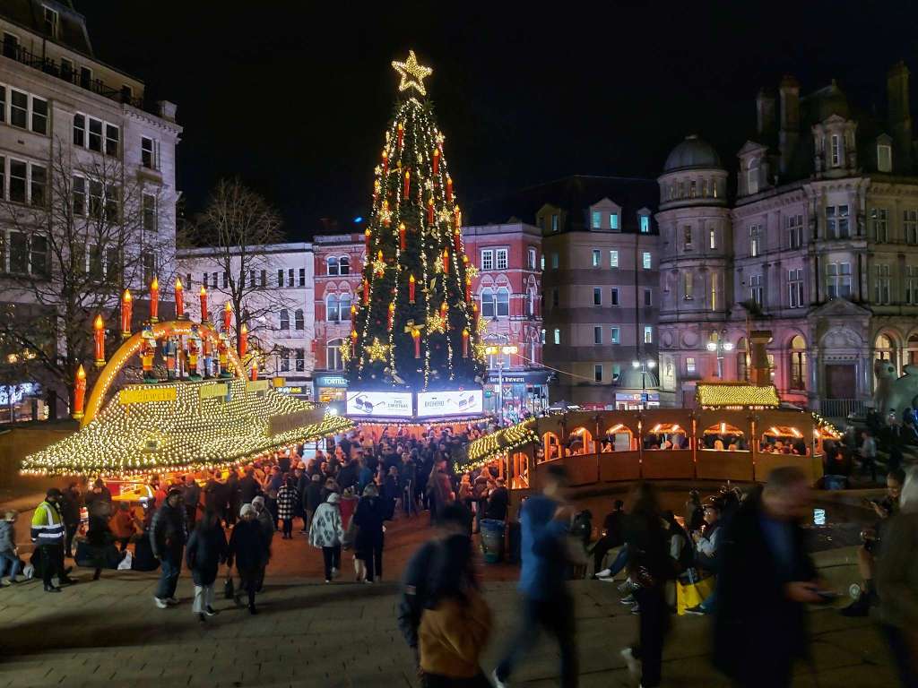Birmingham Christmas Market by night