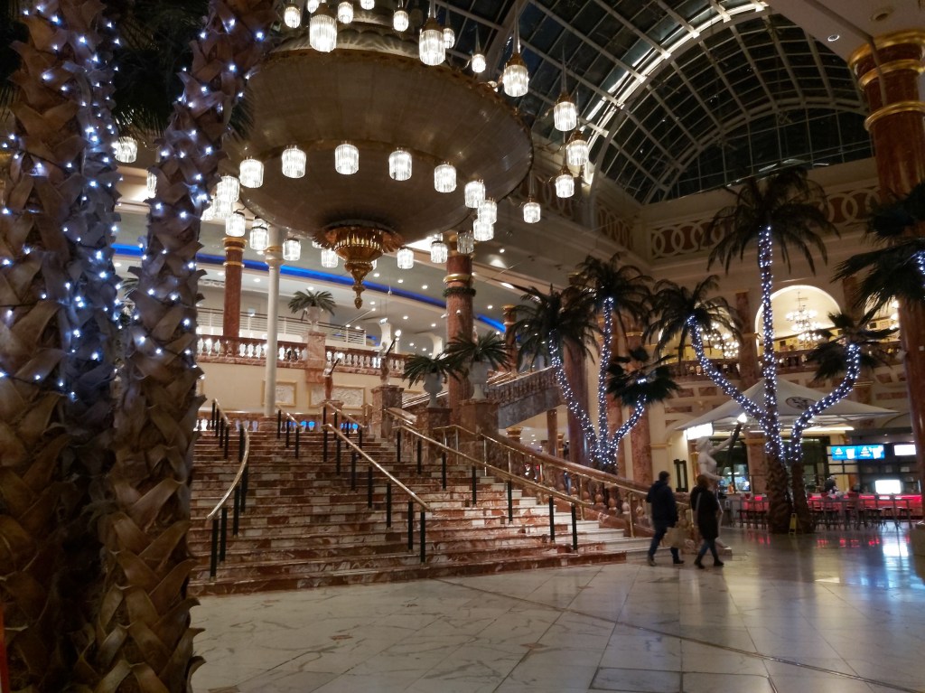 Trafford Centre - a beautiful shopping centre in Manchester, full of marble and palm trees.