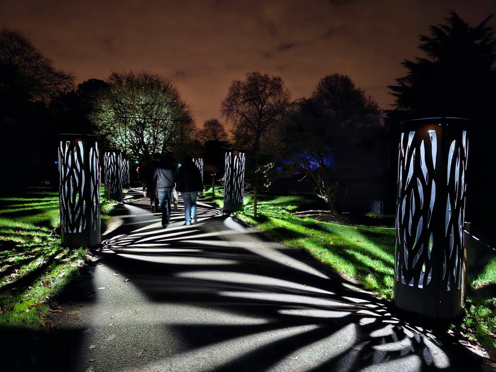 Illuminations in Kew Gardens during the Christmas festival.