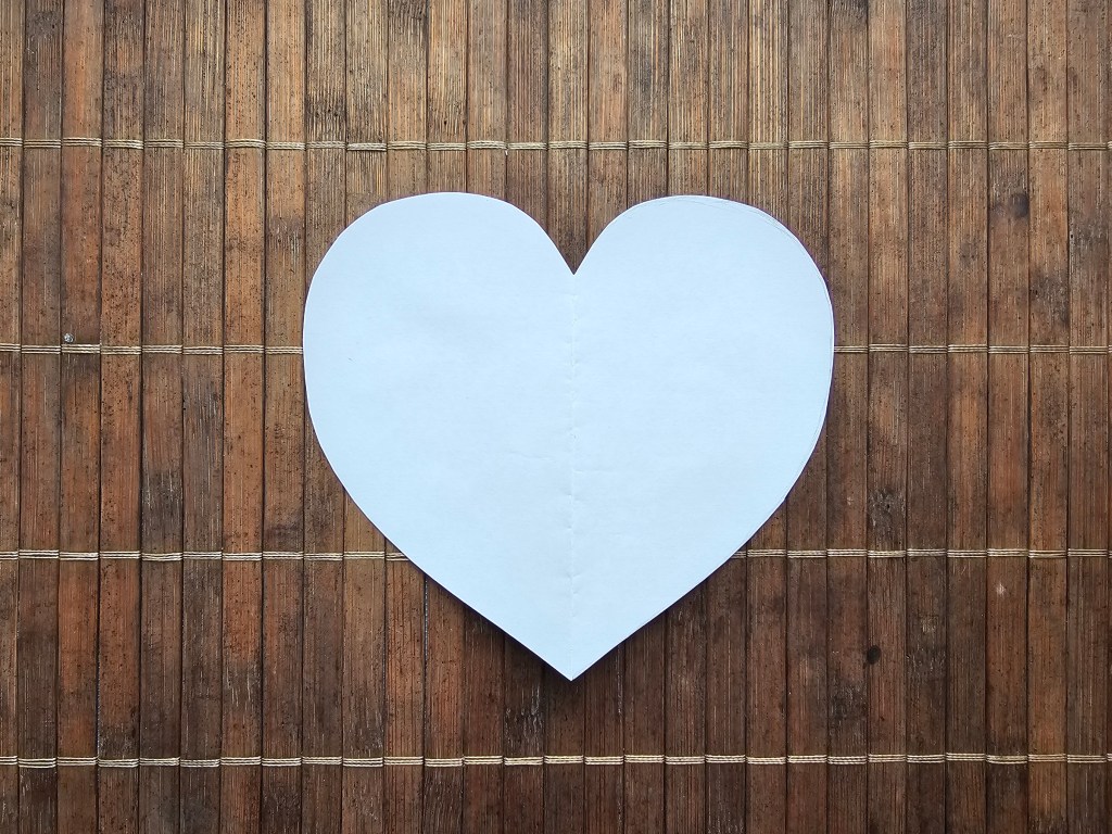 How to make a heart shaped template - heart shape is cut out.