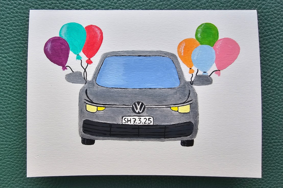 DIY Birthday Card – Car With Balloons –&nbsp;Acrylics