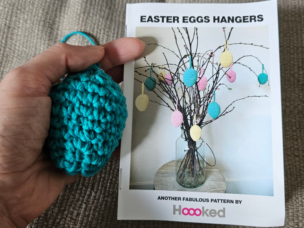 Imperfect crocheted Easter egg made by a beginner.
