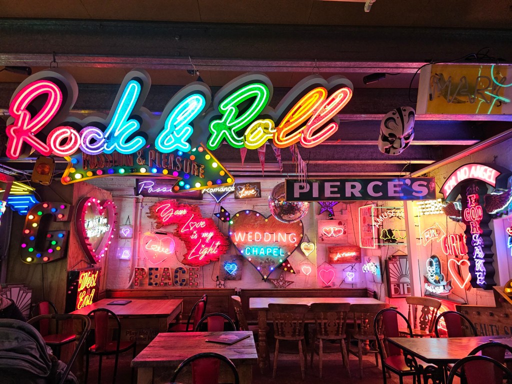 An art gallery full of original, colourful neon signs in North-East London.