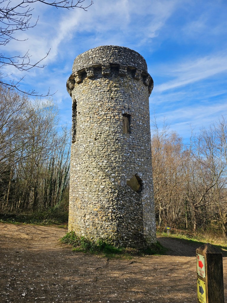 A small stone tower at the start of the Box Hill Hike.
