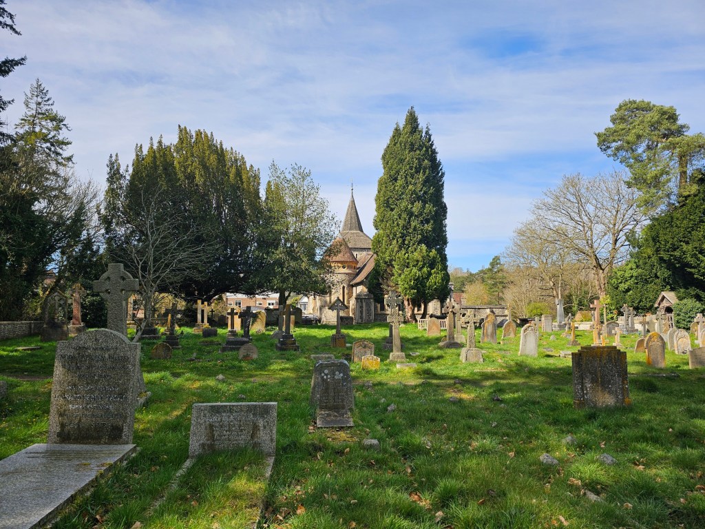 The church and graveyard in Mickleham Village.