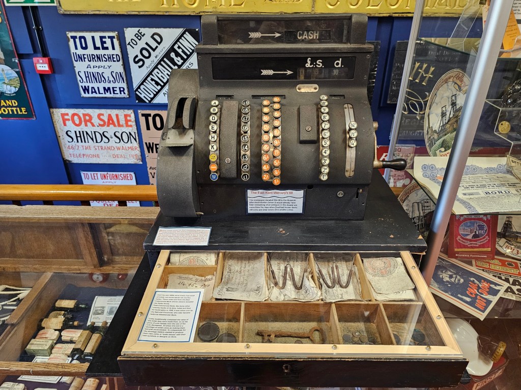Cash register from the 19th century displayed in Deal Museum.