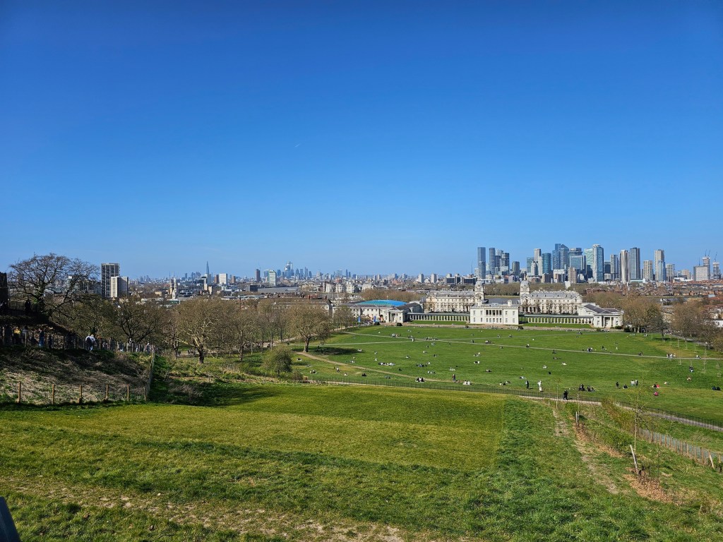 Panorama from the hill in Greenwich Park, London.