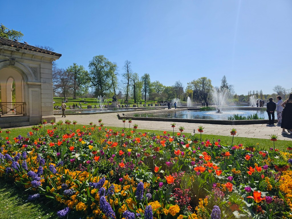 Colourful flowers in the Italian Gardens in London.