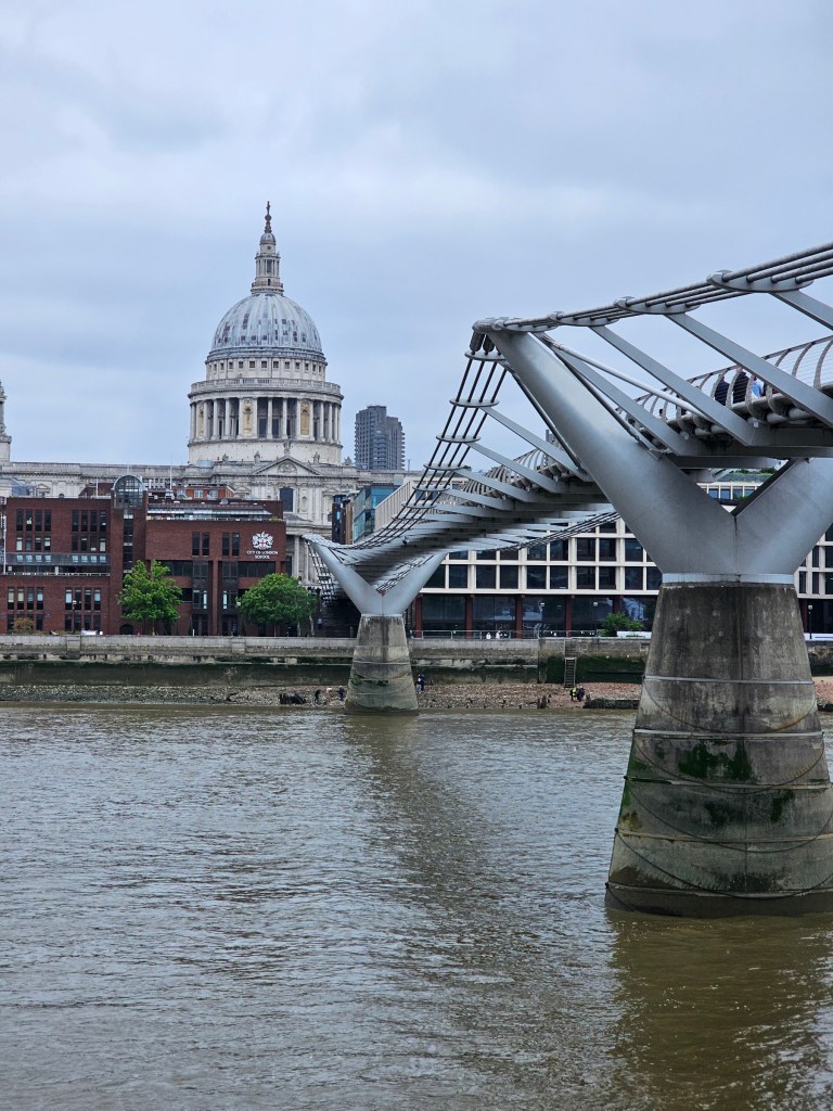 St Paul's Cathedral and Millennium Bridge, London, UK.