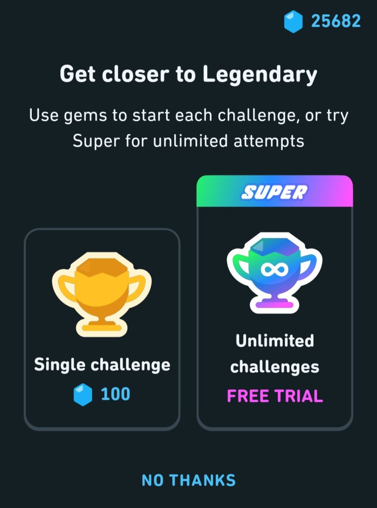 Entering legendary lesson in Duolingo