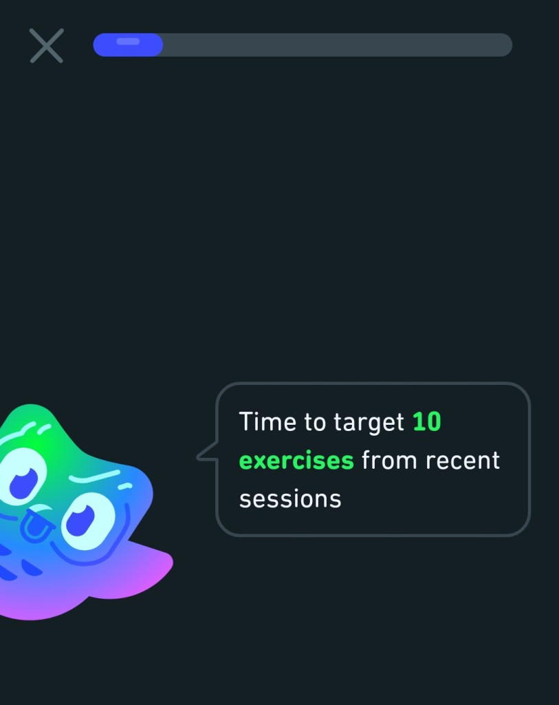 Mistakes review lesson in Super Duolingo