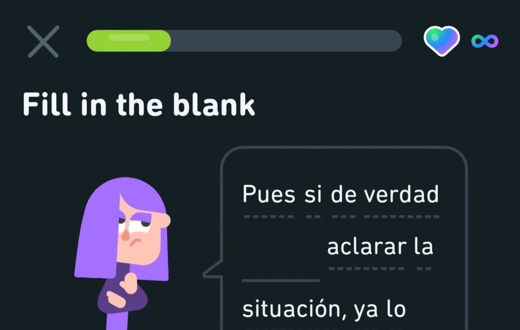 Unlimited hearts in Super Duolingo