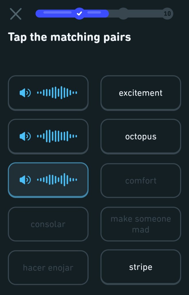 Listening exercise in Super Duolingo