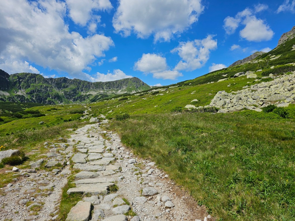 A rocky path in the mountains - the trail from Dolina 5 Stawow to Zawrat